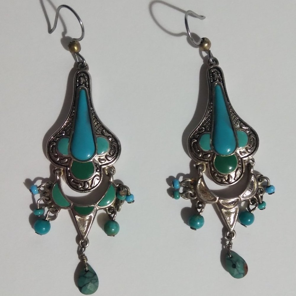 Vintage MONET Sterling Silver Turquoise Earrings